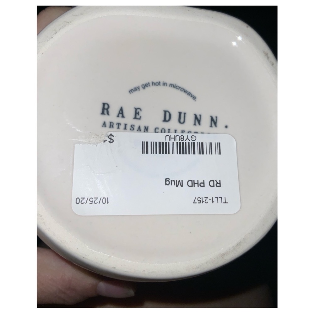 NWT Rae Dunn Black & White Ceramic “PHD” 16OZ Mug - Picture 3 of 4